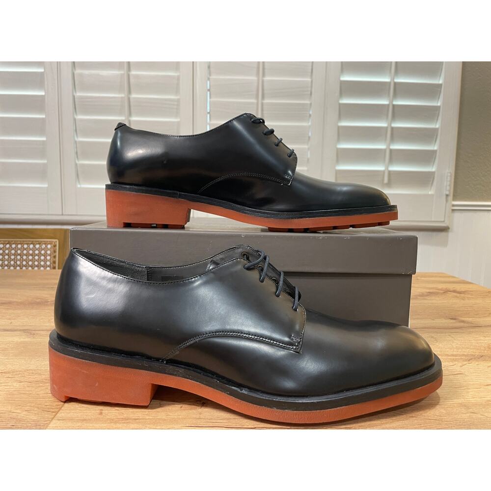 Robert Clergerie Robert-DL Oxford Dress Shoe Black Glazed Leather Size 11 US NIB